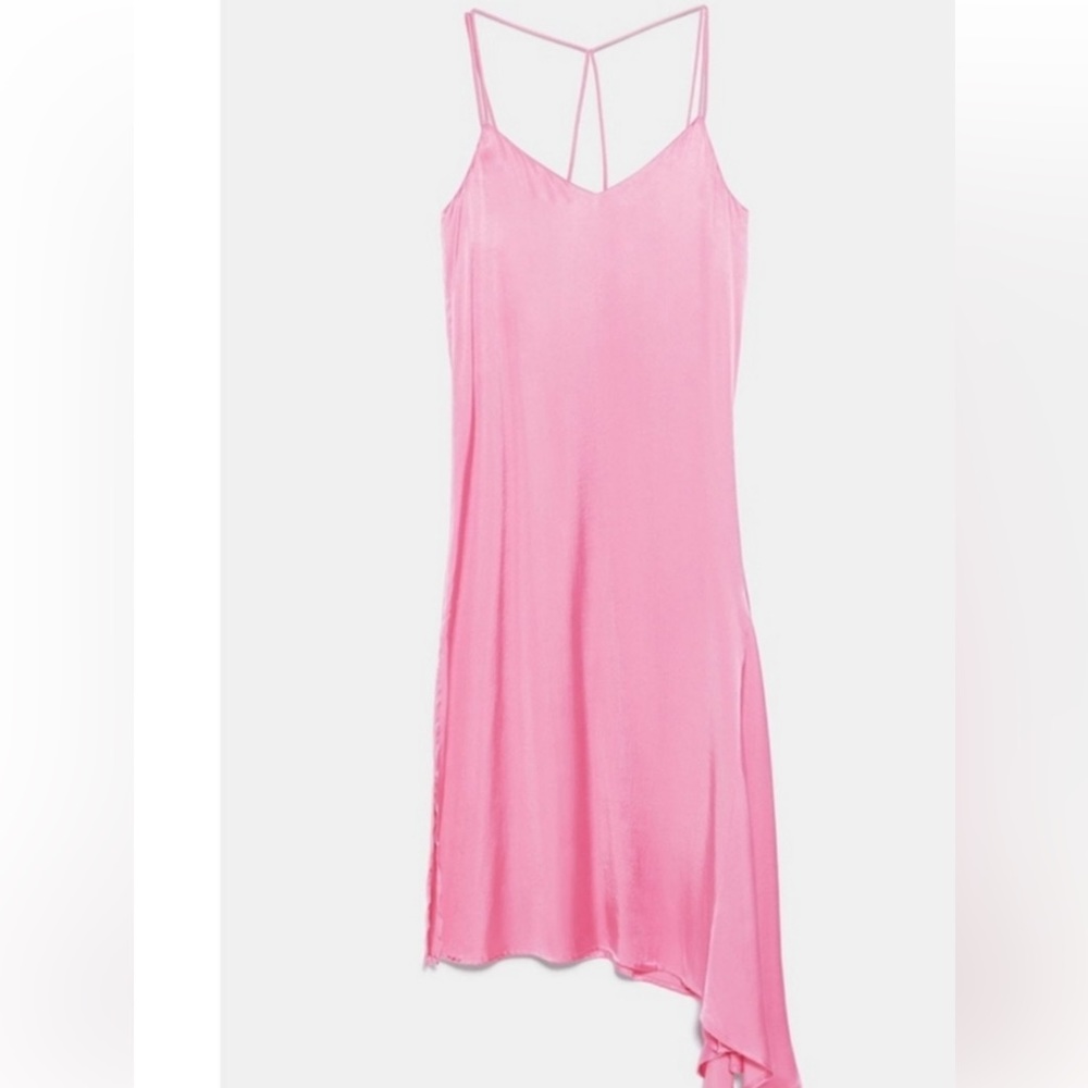 Zara asymmetrical slip dress in pink